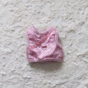 Pink Floral Pattern Fuzzy Pet Harness Small